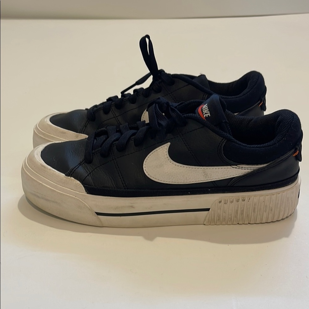 Nike Black and White Court Legacy Lift Platform Sneakers